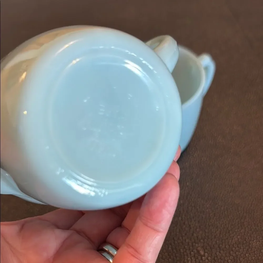 Fire-King Set of Two Turquise Blue Sugar and Creamer  Vintage